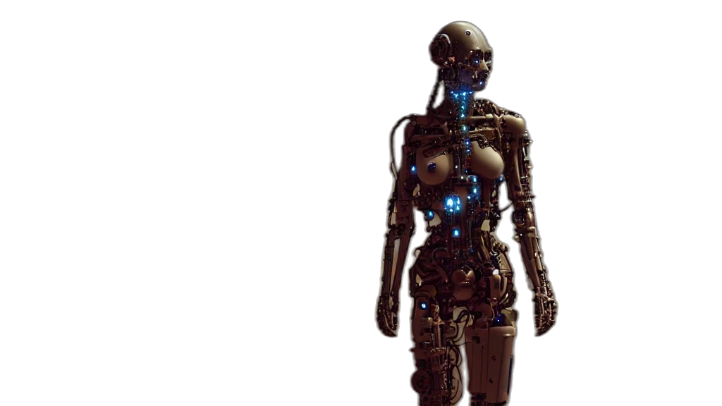 robot, concept art, cyberpunk, 3d render, pixel art, outer space, cybernetic, symbiosis transparent PNG cut-out