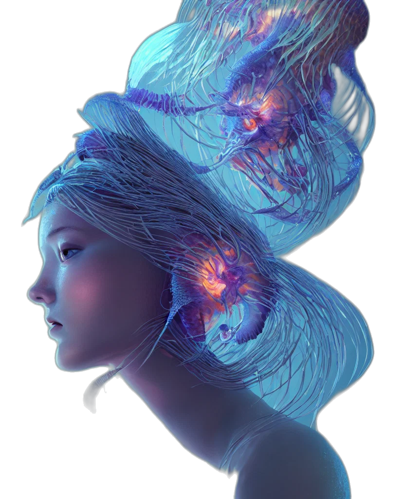 crown, hair, face, dragon transparent PNG cut-out