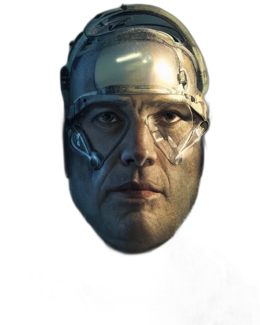robot, mask, face, crown, concept art, photorealistic, 3d render, comic book art transparent PNG cut-out