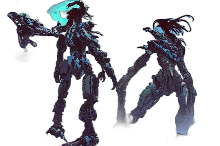 robot, concept art, fantasy art, 3d render transparent PNG cut-out