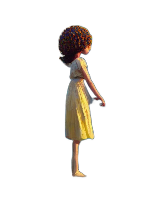 dress, hair, staff, robot transparent PNG cut-out