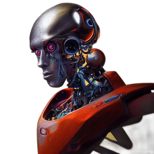 robot, cyberpunk, concept art, 3d render transparent PNG cut-out