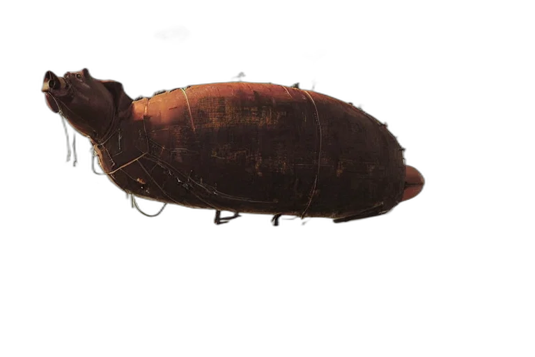 animal, weapon, shoes, food, concept art, 3d render, photorealistic, pig-blimp transparent PNG cut-out