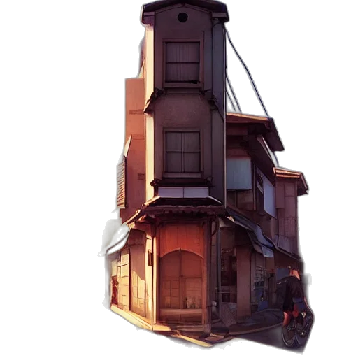 building, umbrella, furniture, dress, concept art, 3d render, photorealistic, watercolor transparent PNG cut-out