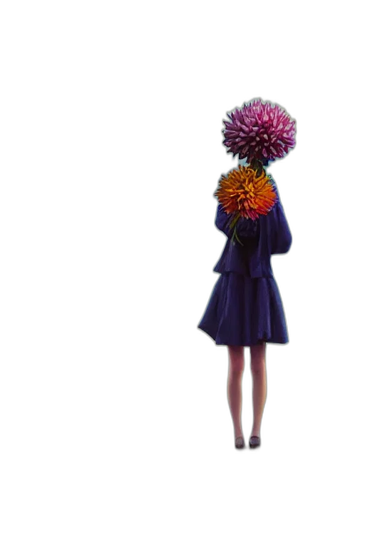 dress, flower, jacket, umbrella, 3d render, concept art, photorealistic, vaporwave transparent PNG cut-out