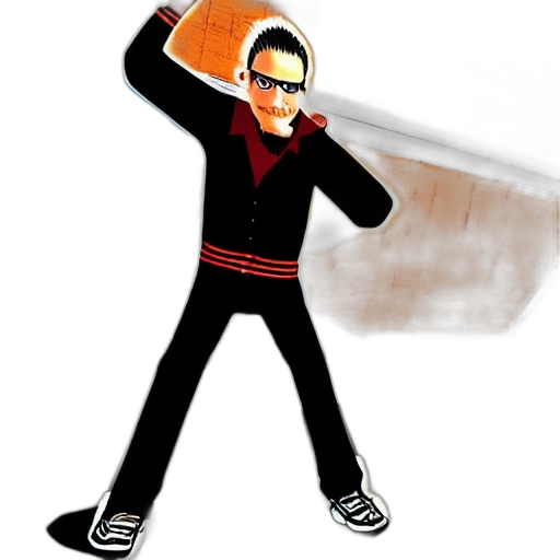 staff, weapon, jacket, robot, cartoon, concept art, 3d render, comic book art transparent PNG cut-out