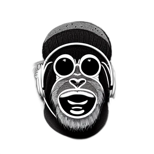mask, face, cartoon, photorealistic, pot, leaf, ape, headphones transparent PNG cut-out