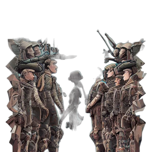 robot, jacket, staff, hat, concept art, fantasy art, 3d render, comic book art transparent PNG cut-out