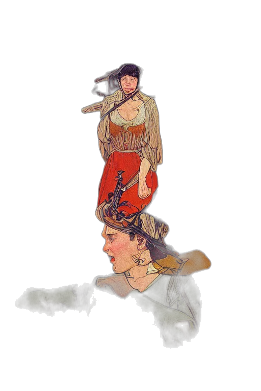 weapon, staff, hat, dress transparent PNG cut-out