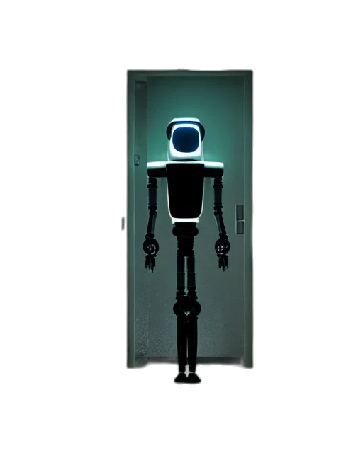 robot, staff, 3d render, concept art transparent PNG cut-out