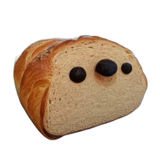 food, face, animal, mask, 3d render, photorealistic, pixel art, bread transparent PNG cut-out