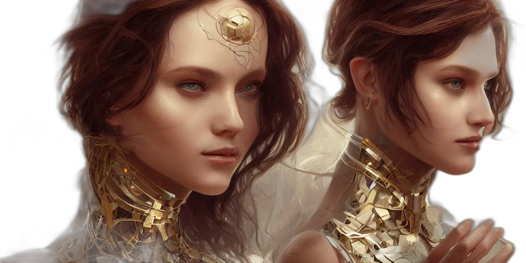 jewelry, crown, face, fantasy art transparent PNG cut-out