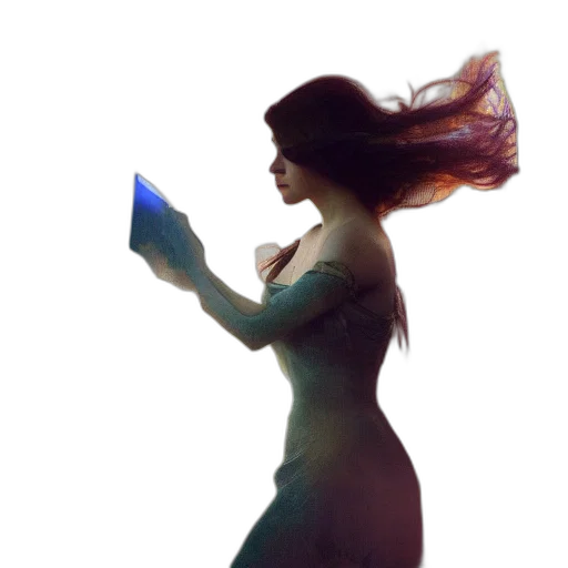 staff, dress, hair, concept art transparent PNG cut-out