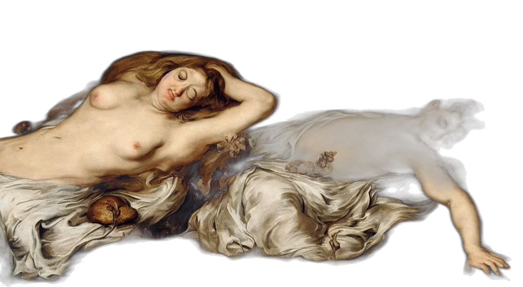 hair, dress, jewelry, oil painting transparent PNG cut-out