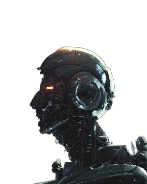 robot, face, mask, creature, concept art, cyberpunk, 3d render, comic book art transparent PNG cut-out