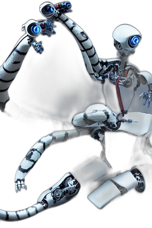 robot, 3d render, concept art, cyberpunk transparent PNG cut-out