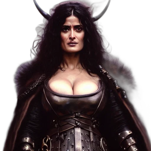 fantasy art, concept art, comic book art, photorealistic, portrait, salma, hayek, surly transparent PNG cut-out