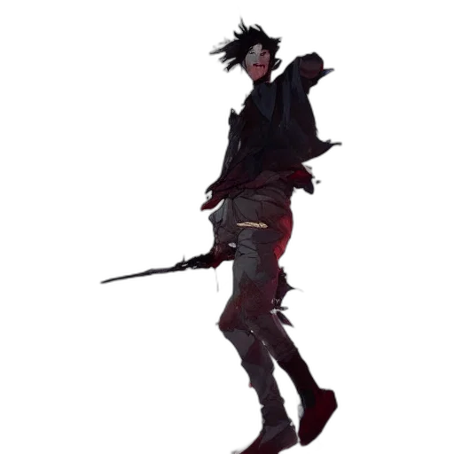 staff, sword, weapon, jacket, concept art, pixel art, fantasy art, anime transparent PNG cut-out