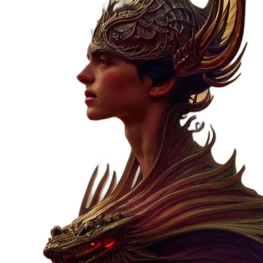 dragon, crown, mask, face, fantasy art, concept art, photorealistic, comic book art transparent PNG cut-out