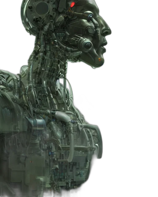 robot, cyberpunk, 3d render, concept art, green, laboratory, engineer, man transparent PNG cut-out