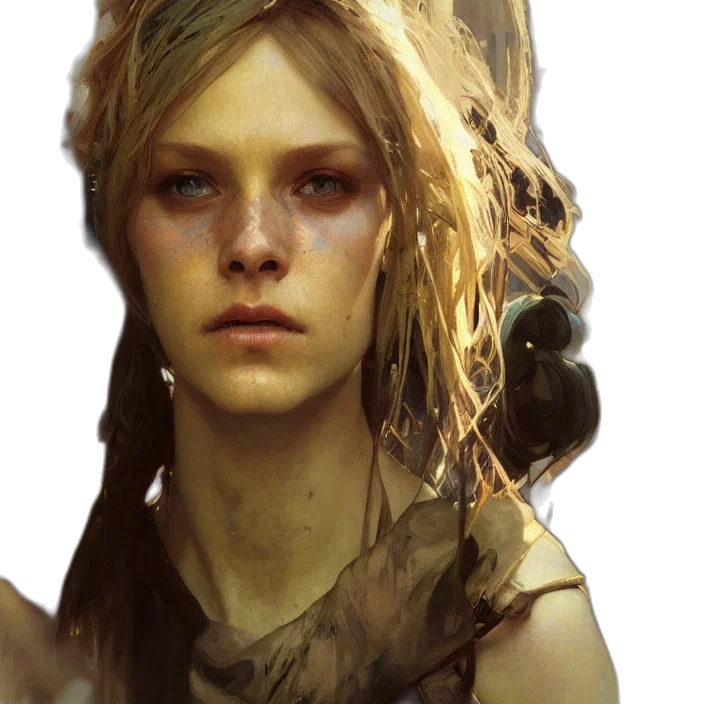 face, weapon, hair, concept art transparent PNG cut-out