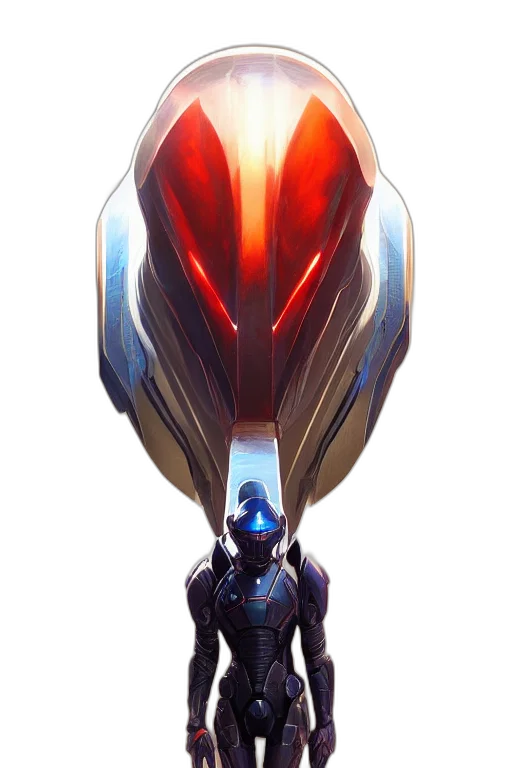 robot, weapon, mask, sword, concept art, fantasy art, cyberpunk, 3d render transparent PNG cut-out