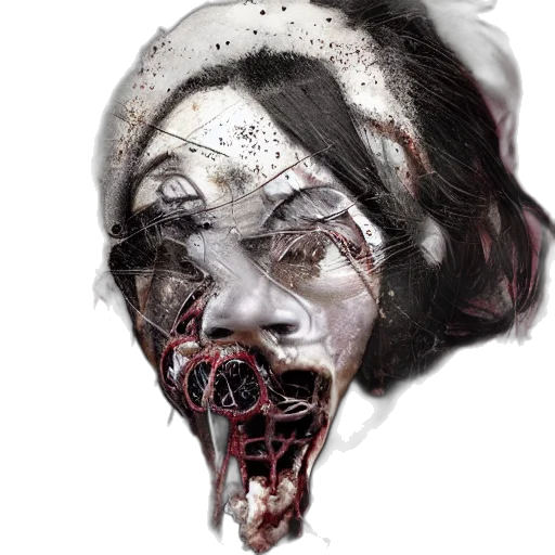 face, mask, creature, concept art, photorealistic, 3d render, comic book art, kuchisake transparent PNG cut-out