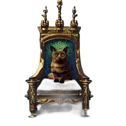 crown, furniture, staff, animal, concept art, 3d render, fantasy art, photorealistic transparent PNG cut-out