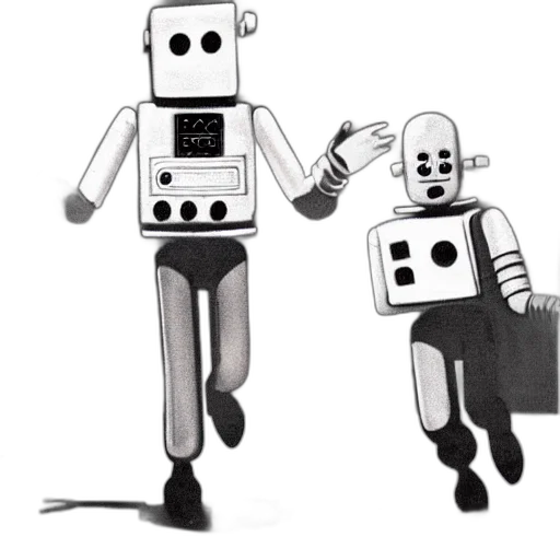 robot, concept art, 3d render, pixel art transparent PNG cut-out