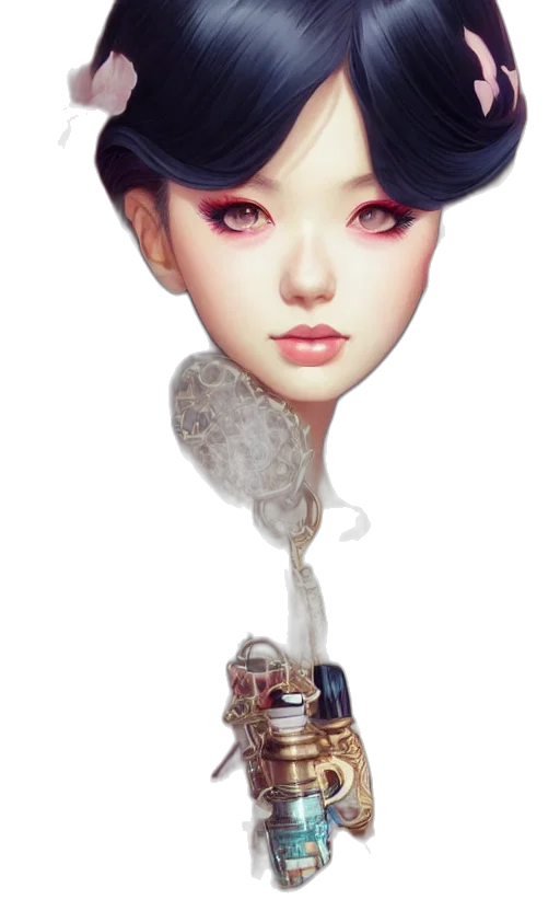 hat, staff, jewelry, robot transparent PNG cut-out