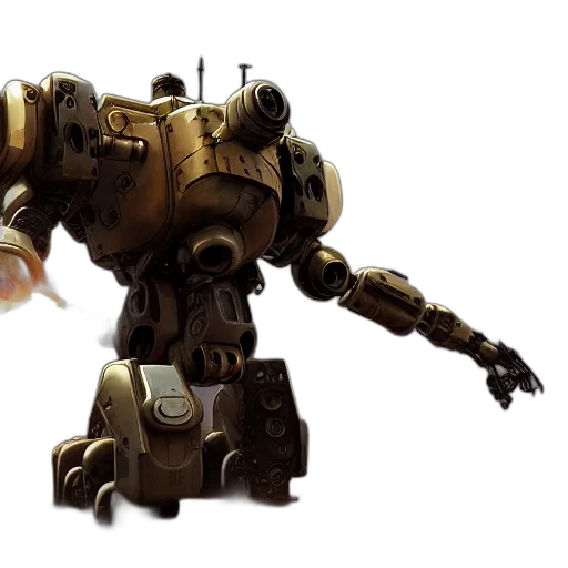 robot, weapon, concept art, 3d render transparent PNG cut-out