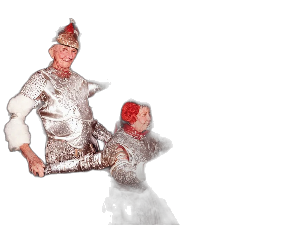 3d render, snow, outer space, couple, grandparents, years, old, wearing transparent PNG cut-out
