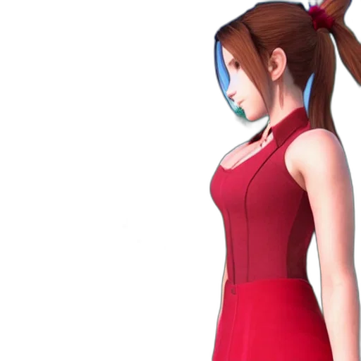 dress, 3d render, concept art, photorealistic, pixel art, red, aerith, gainsborough transparent PNG cut-out