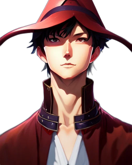hat, staff, face, mask, anime, fantasy art, concept art, photorealistic transparent PNG cut-out