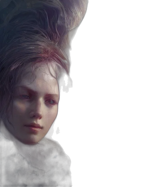 hair, face, crown, creature, concept art, fantasy art, photorealistic, 3d render transparent PNG cut-out