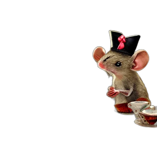 hat, animal, jewelry, food, 3d render, photorealistic, concept art, mice transparent PNG cut-out