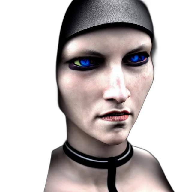 robot, face, mask, jewelry, 3d render, concept art, cyberpunk, photorealistic transparent PNG cut-out