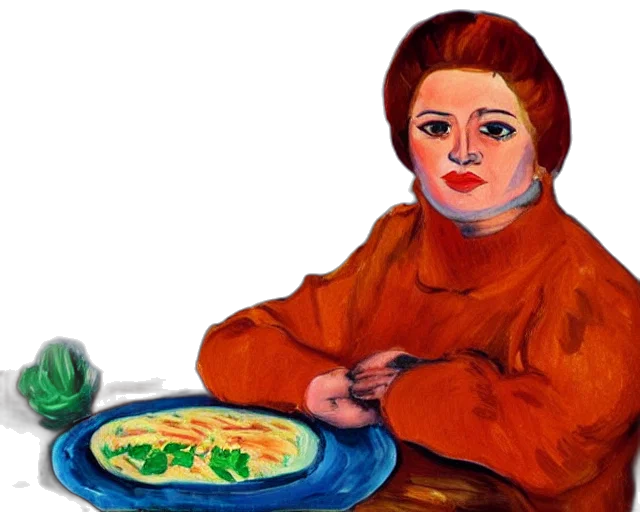 food, face, oil painting, photorealistic transparent PNG cut-out
