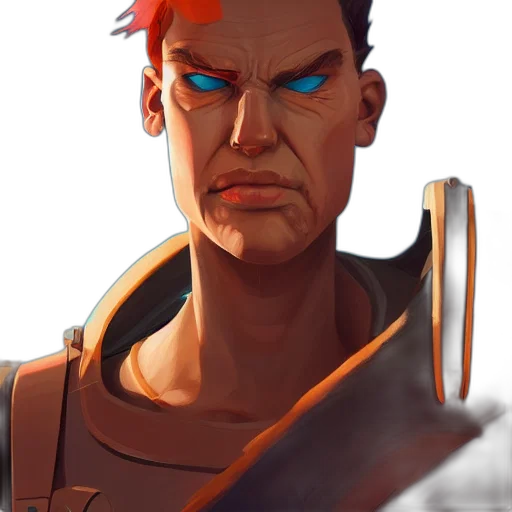 face, staff, weapon, concept art, comic book art, fantasy art, cyberpunk, red transparent PNG cut-out