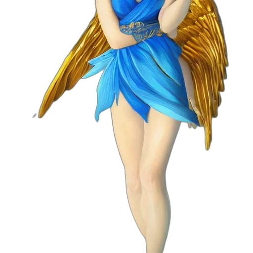 dress, fantasy art, concept art, 3d render, pixel art, blue, woman, gold transparent PNG cut-out