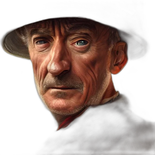 hat, face, staff, photorealistic transparent PNG cut-out