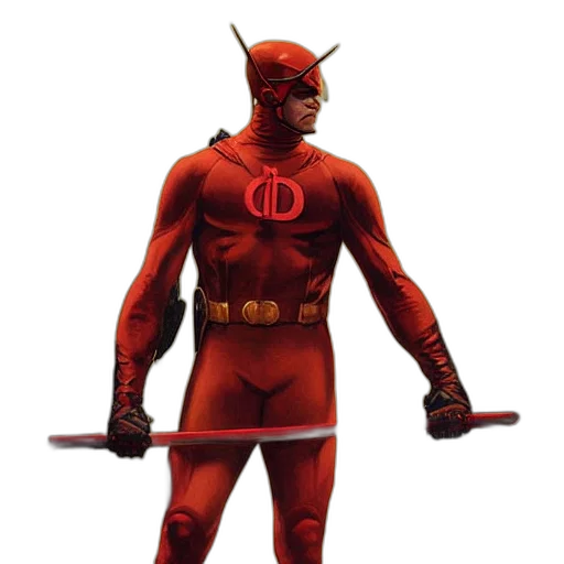 staff, concept art, comic book art, 3d render, red, daredevil, painting, leyendecker transparent PNG cut-out