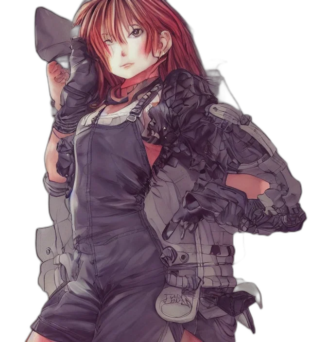 weapon, jacket, robot, dress, cyberpunk, anime, concept art, pixel art transparent PNG cut-out