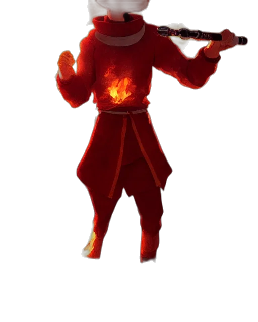 staff, weapon, mask, creature, 3d render, concept art, fire, red transparent PNG cut-out