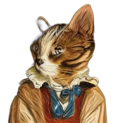 staff, jacket, animal, face, concept art, watercolor, fantasy art, photorealistic transparent PNG cut-out