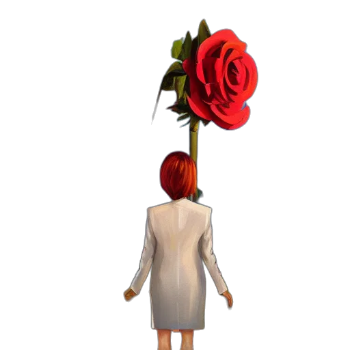 dress, flower, staff, jacket, 3d render, concept art, pixel art, photorealistic transparent PNG cut-out