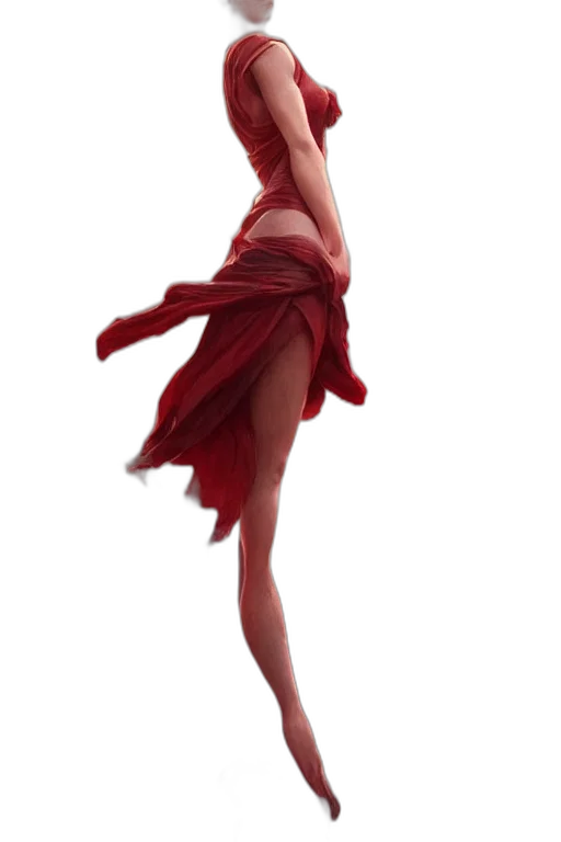 dress, staff, concept art, fantasy art, photorealistic, 3d render, red, goddess transparent PNG cut-out
