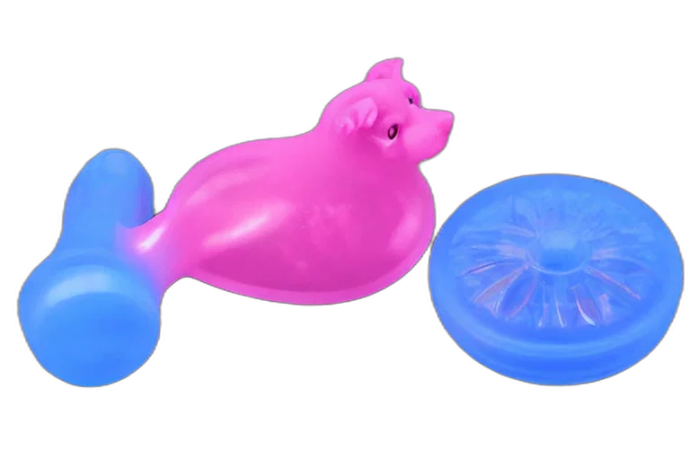 3d render, concept art, neon, translucent, vibrating, rubber, dog, toy transparent PNG cut-out