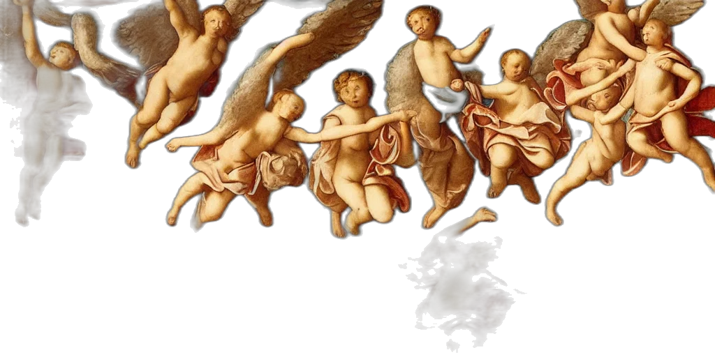 concept art, fantasy art, photorealistic, oil painting, angels, clouds, renaissance, style transparent PNG cut-out