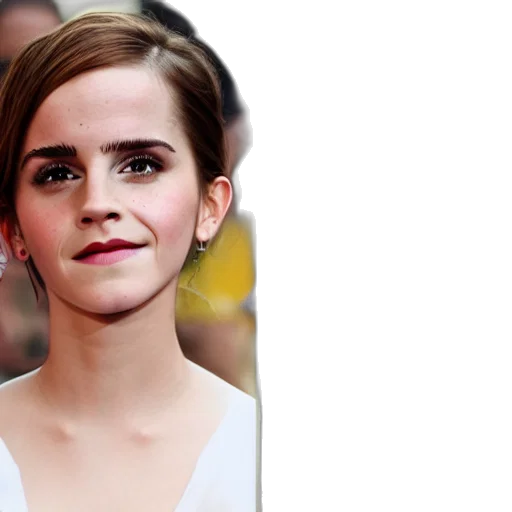 face, dress, hair, photorealistic, emma, watson, pixar, character transparent PNG cut-out